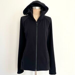 ATHLETA Womens CYA Stronger Zip Black  Running Hoodie Fleece Full-Zip Jacket M